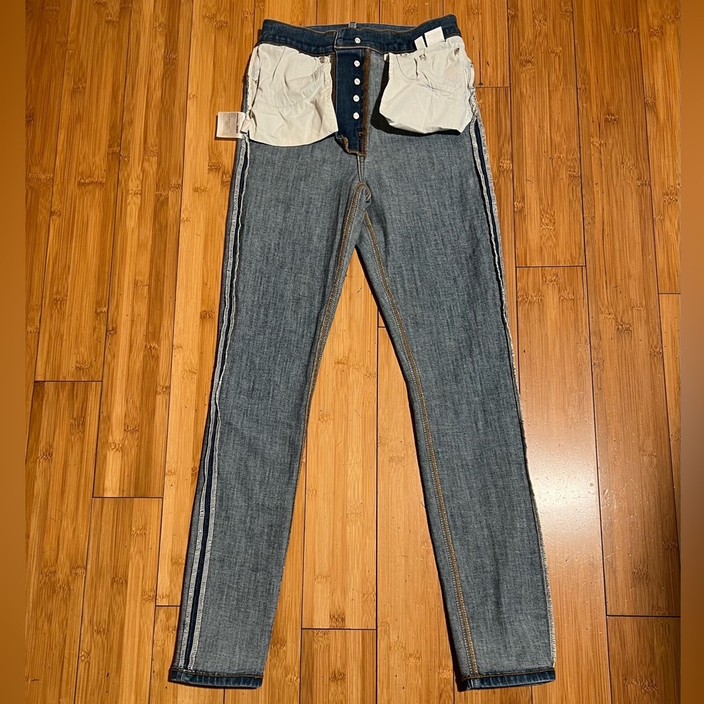 Reformation Harper High Rise Skinny Button Front Jeans Ion Wash Size 25 - Picture 9 of 16